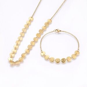 Disc Thick Necklace and Bracelet Set